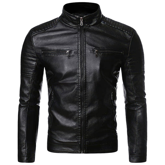 Men’s Black Biker Genuine Sheepskin Quilted Design Motor Rider Zip-Up Casual Slim Fit Sporty Scooter Outfit Leather Jacket