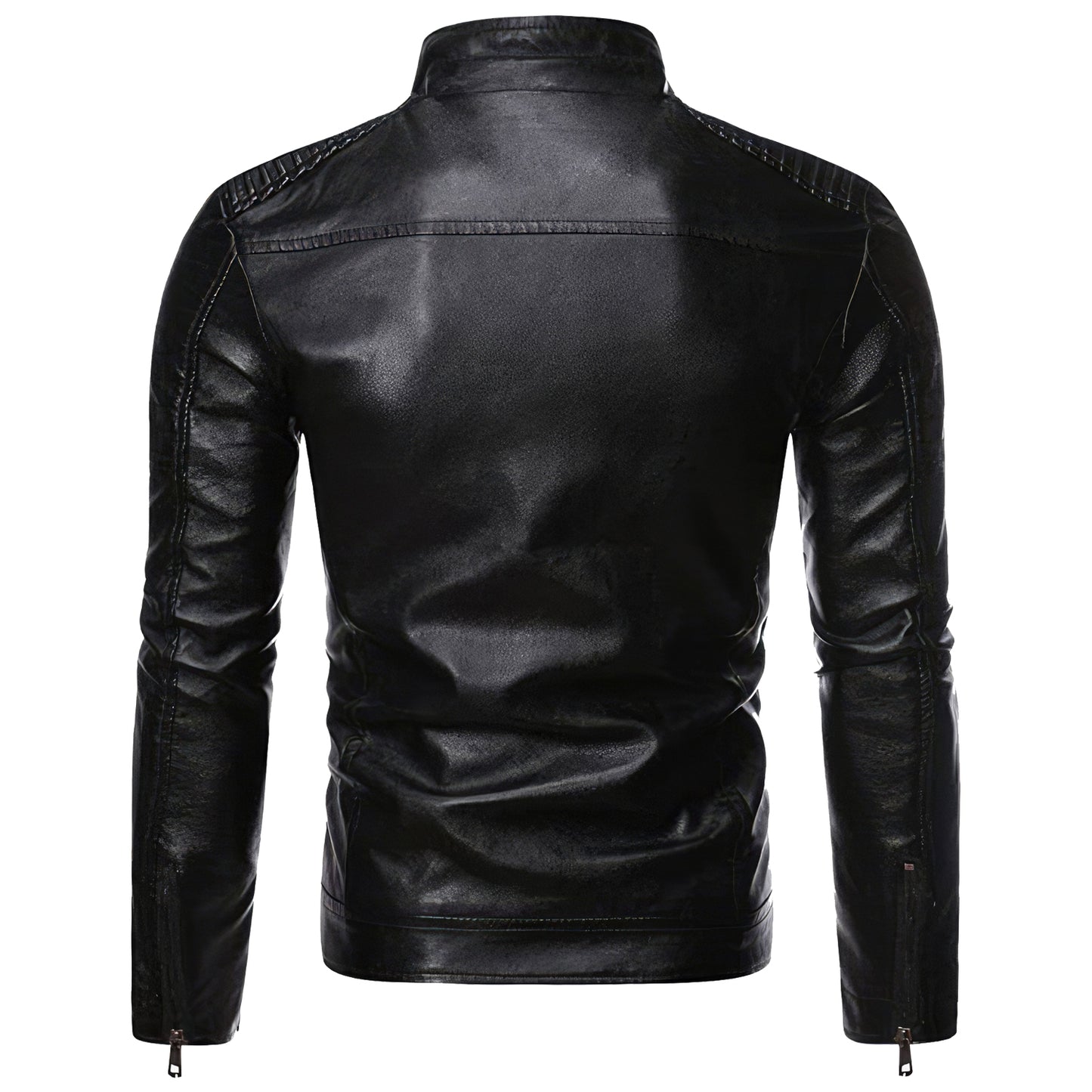 Men’s Black Biker Genuine Sheepskin Quilted Design Motor Rider Zip-Up Casual Slim Fit Sporty Scooter Outfit Leather Jacket