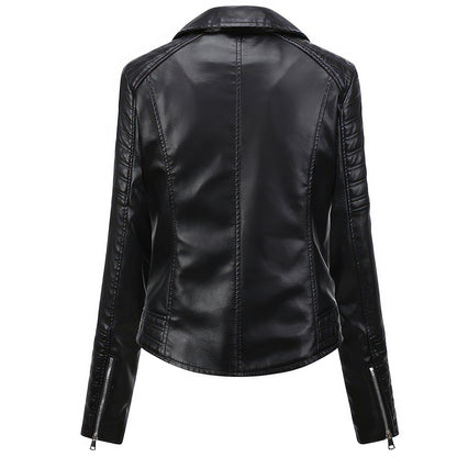Women’s Black Biker Genuine Sheepskin Quilted Sleeves Moto Racer Outfit Rider Smooth Retro Slim Fit Leather Jacket