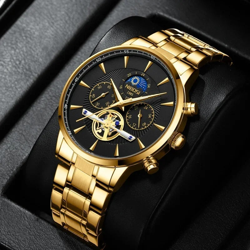 NIBOSI Top Brand Mens Watches Classic Roman Scale Dial Luxury Wrist Watch for Man Original Quartz Waterproof Luminous Male reloj