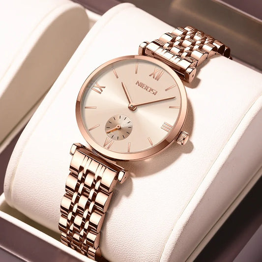 NIBOSI 2024 Rose Gold Wrist Watch Ladies Steel Women's Bracelet Watches Female Clock Women Watches Relogio Feminino Montre Femme