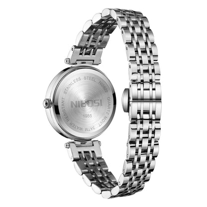 NIBOSI Simple Romantic Female Watch Rhinestone Dial Rhombus Stainless Steel Luxury Lady Quartz Wristwatches Relogio Feminino