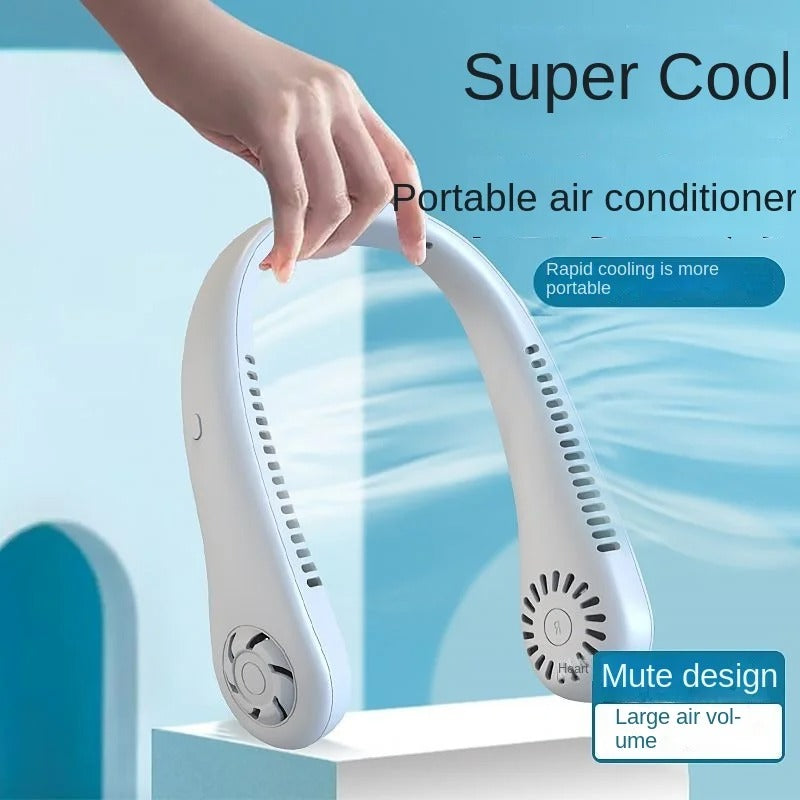 1PC Fan  Long Battery Life New Mini Neck Portable No Bladeless Hanging Neck Rechargeable Air Cooler 3 Speed Mini Summer Sport Fan