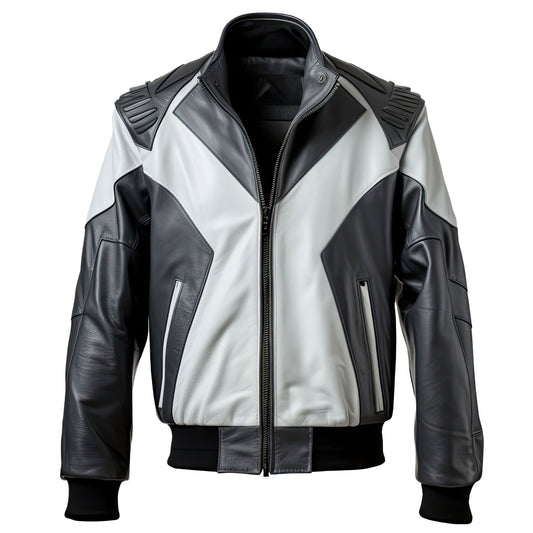 Men’s Black Grey Genuine Sheepskin Stand Collar Classy Casual Biker Outfit Motorcycle Rider Bomber Leather Jacket