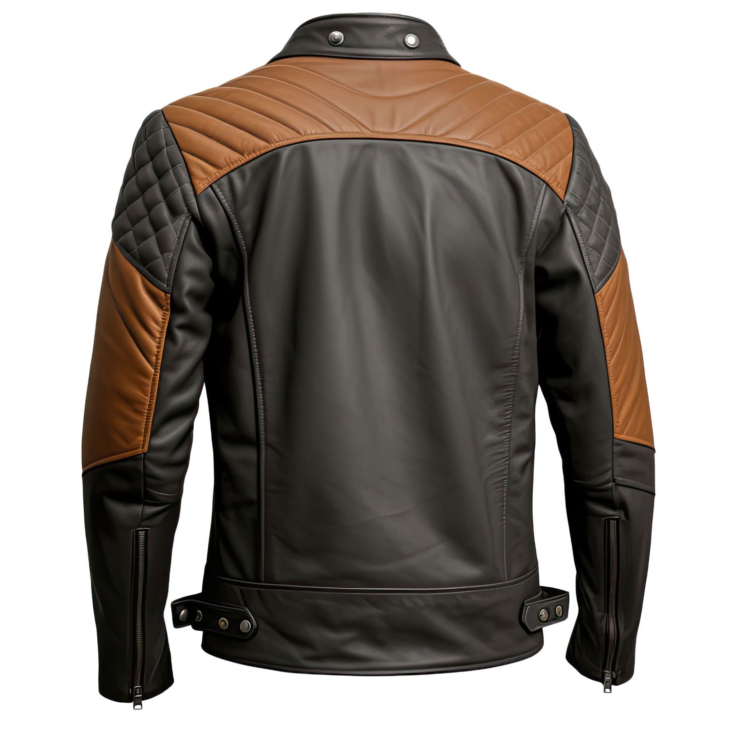 Men’s Charcoal Grey Brown Genuine Sheepskin Stand Collar Stylish Streetwear Diamond Quilted Moto Biker Leather Jacket