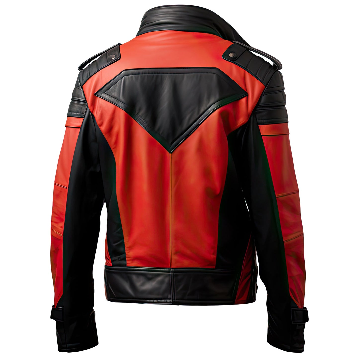 Men’s Red Black Genuine Sheepskin Stand Collar Café Racer Outfit Warm Casual Zip-up Smooth Soft Motorcycle Leather Jacket