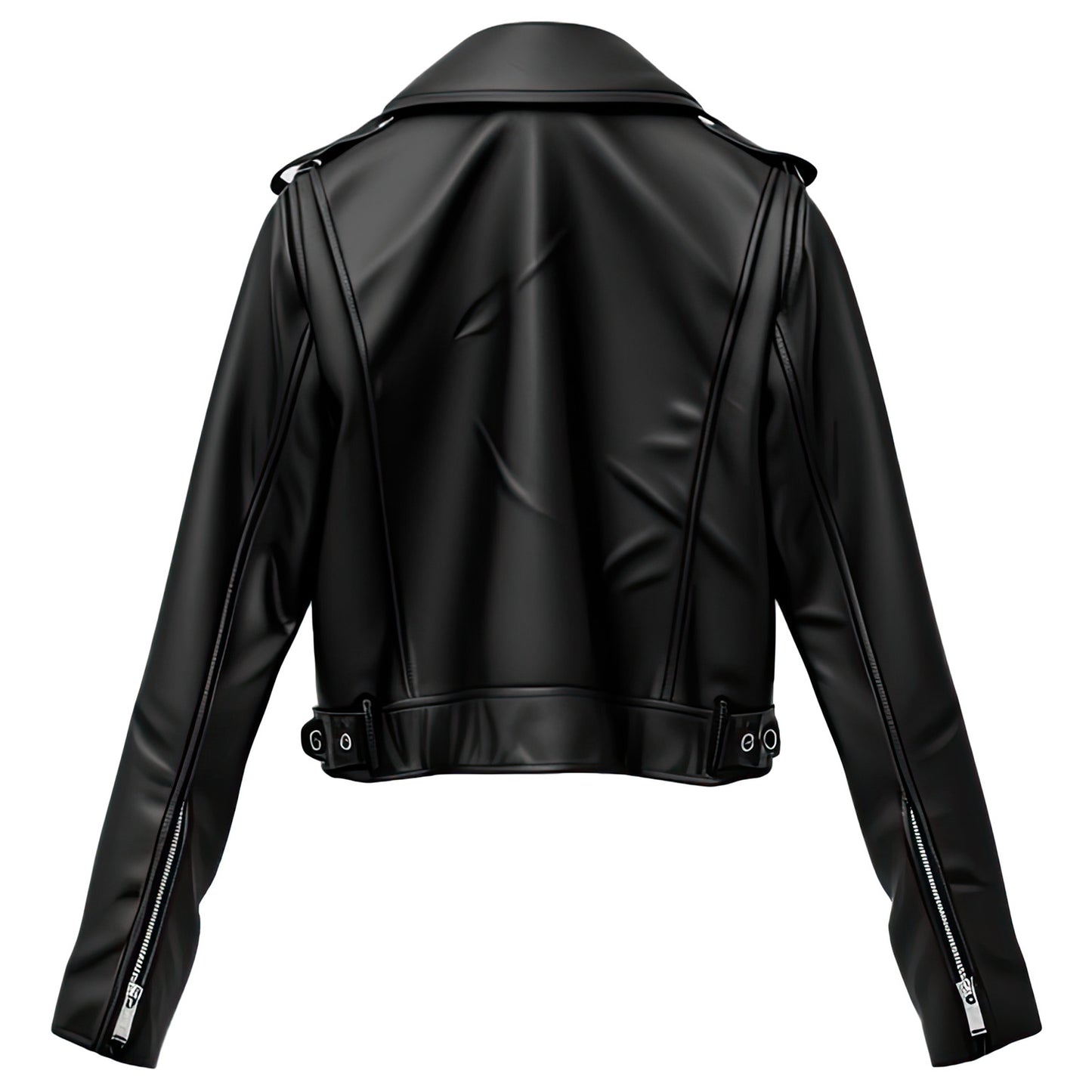 Women’s Black Genuine Sheepskin Biker Double-Breasted Lapel Collar Stylish Crop Streetwear Asymmetric Moto Leather Jacket