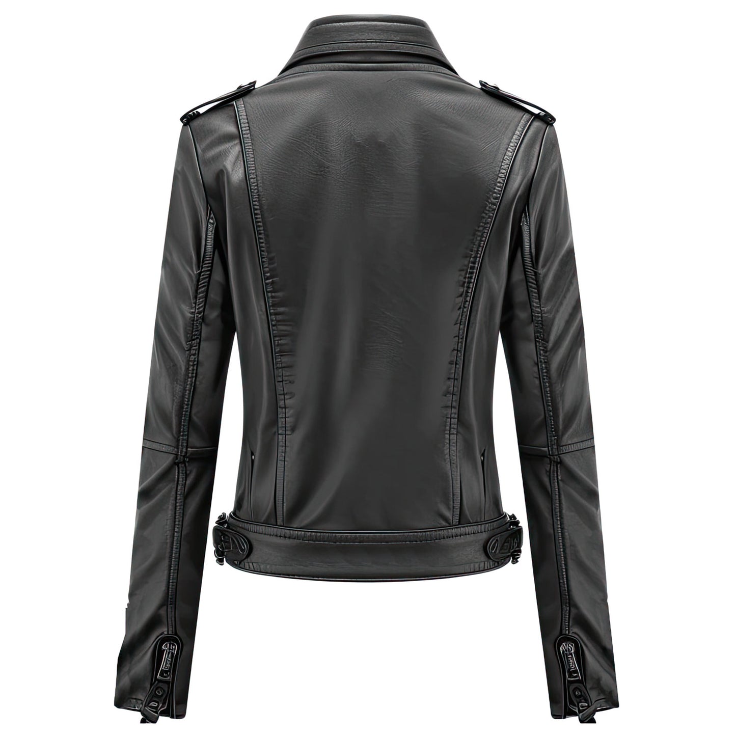 Women’s Black Genuine Sheepskin Stylish Comfortable Lapel Collar Biker Streetwear Zip-up Slim-fit Soft Moto Leather Jacket