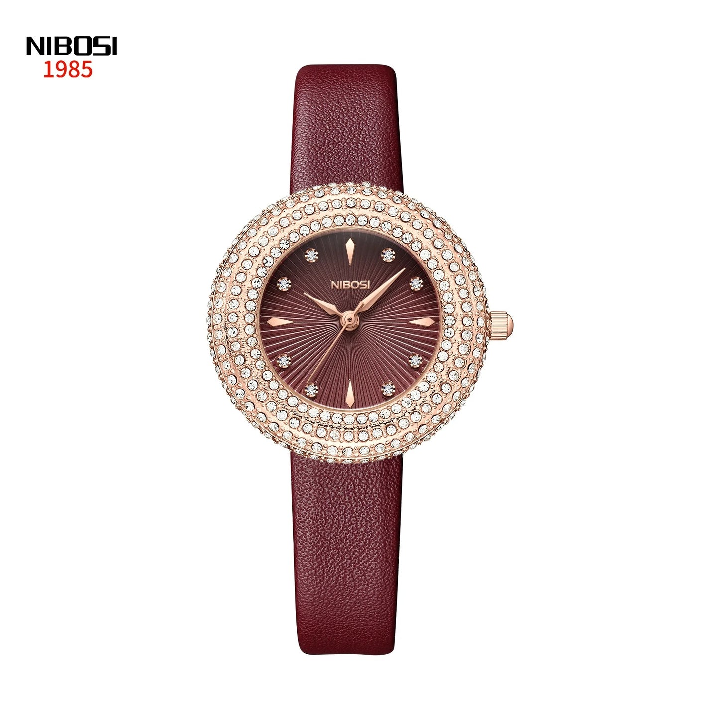NIBOSI Watches for Women Analog Women Watch with Diamond Stylish Leather Band Wrist Watch for Ladies Girl Watch Relogio Feminino